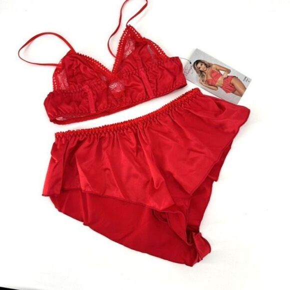 NWT Seven Til Midnight 2-Piece Satin Seduction Bralette Short Set STM11244 Small - Picture 2 of 6